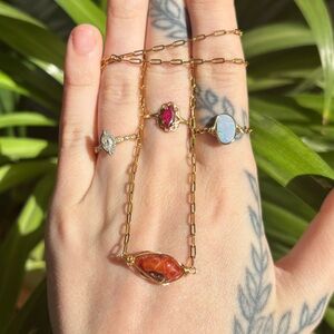 Fire opal built in necklace